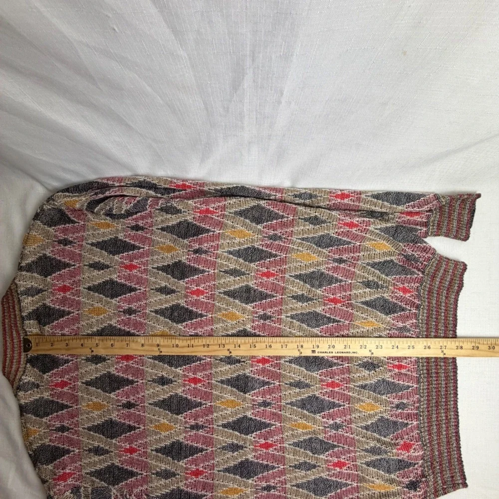 Pronto Uomo Sweater Mens Large (52/L) Made in Italy Argyle Cotton Crew Neck